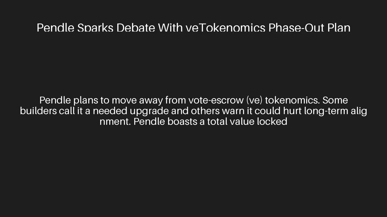 Pendle Sparks Debate With veTokenomics Phase-Out Plan