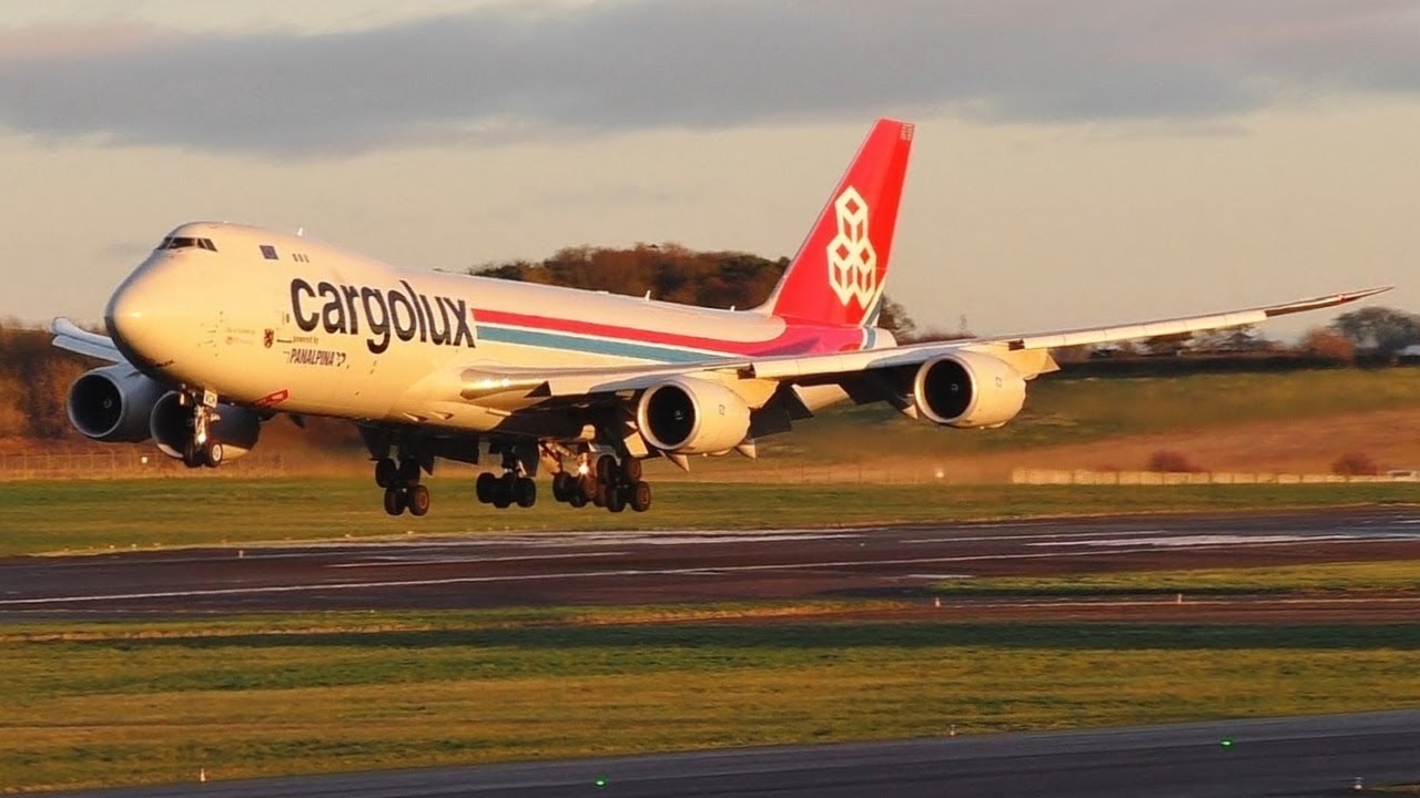 Cargolux Boeing 747-8F Stunning Sunset Landing at Prestwick Airport
