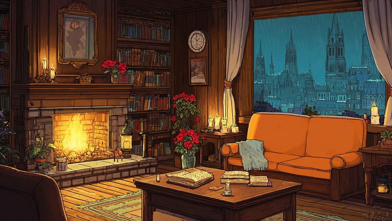 Cozy Rainy Night Fireplace 🔥 | Warm Rain and Fire Sounds for Deep Peaceful Rest