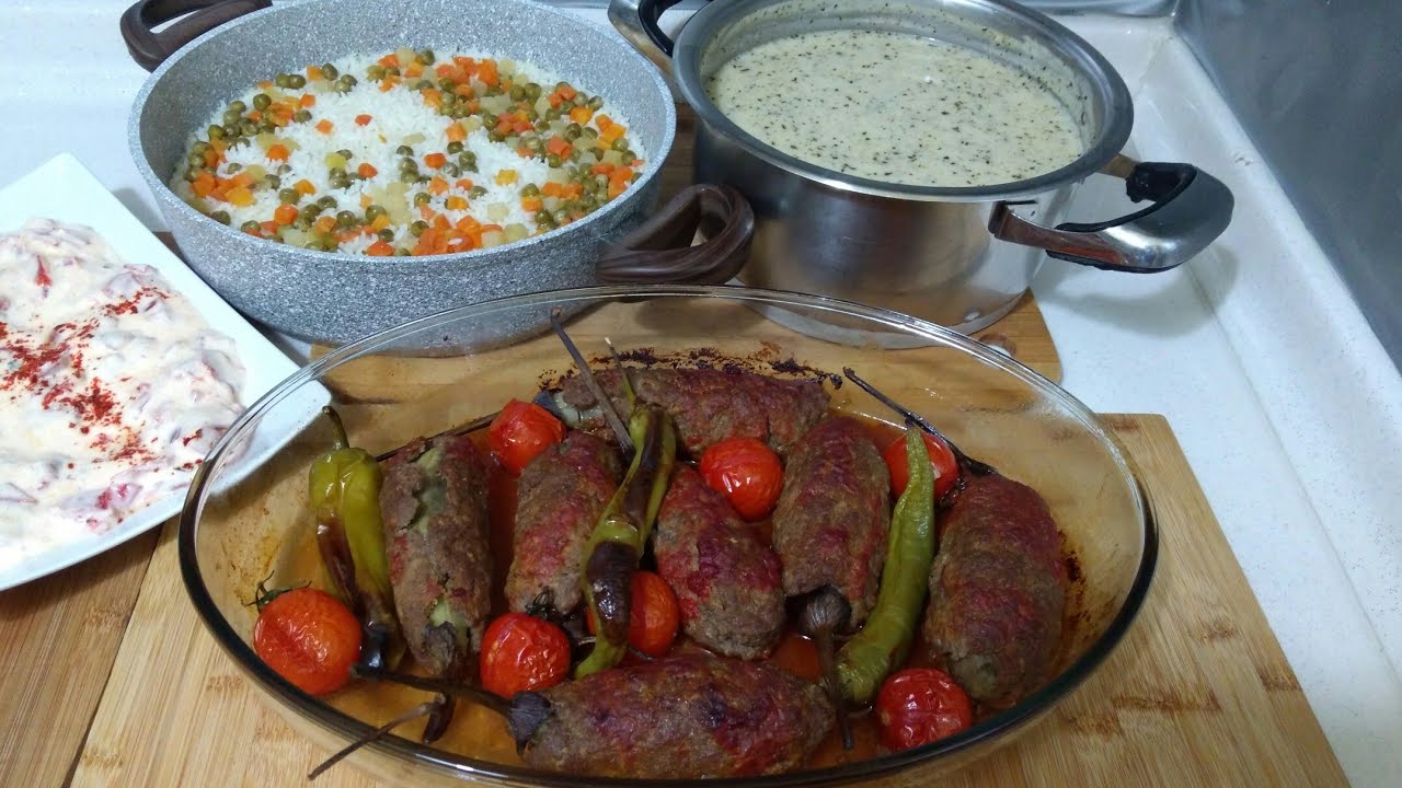 4 Çeşit Farklı Ana Yemeği İle Akşam Yemeği Menüsü/Köfteli Patlıcan/Çorba/Pilav/Meze👉Seval Mutfakta