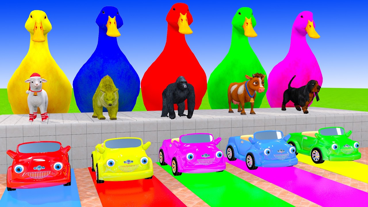 Long Slide Game With Cow Elephant Gorilla Hippopotamus Tiger 3d Animal Game Funny 3d Animals