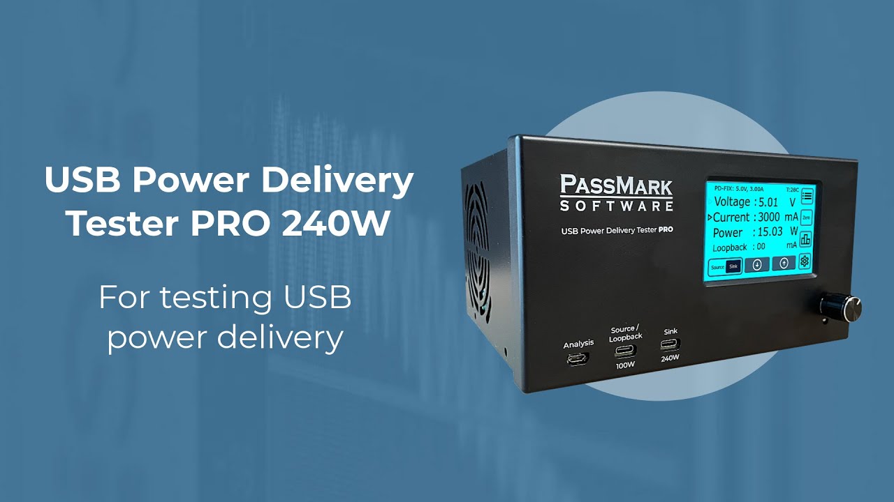PassMark USB Power Delivery Tester Pro -  Test 240W USB Power, Voltage Stability & Compliance