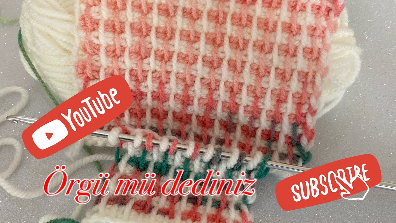DAHA ÖNCE GÖRDÜNÜZ MÜ? İKİ RENKLİ TUNUS İŞİ ÖRGÜ MODELİ/TWO-COLORED TUNISIAN JOB KNITTING MODEL