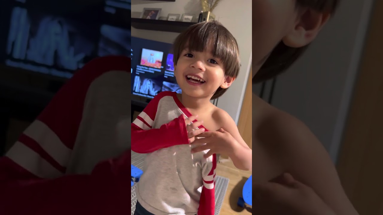 How a 3 year old toddler put on his shirt in less than 10 minutes! Version 2.0!