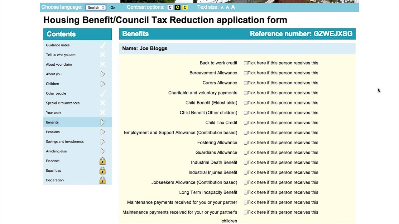 Guide to filling in your benefit form