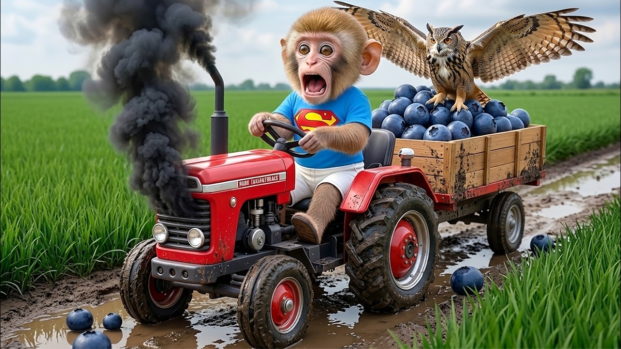 🐒Monkey BonBon&rsquo;s Blueberry Harvest Turns CHAOTIC&mdash;His Smoking Tractor & Owl Rescue Will AMAZE You! 😱🦉