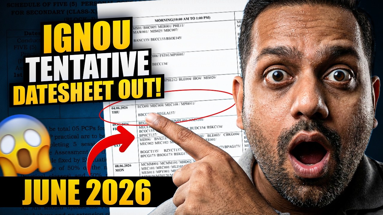 IGNOU Date Sheet June 2026 IGNOU Date Sheet June 2026 Exam 1 June To 15 July