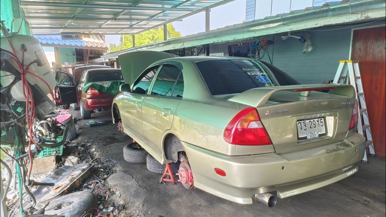 เปลี่ยนผ้าเบรคคู่หน้า ชุดซ่อมคู่หน้า เบรคติด ลูกสูบ #ck4 #ck5 mitsubishi e car 