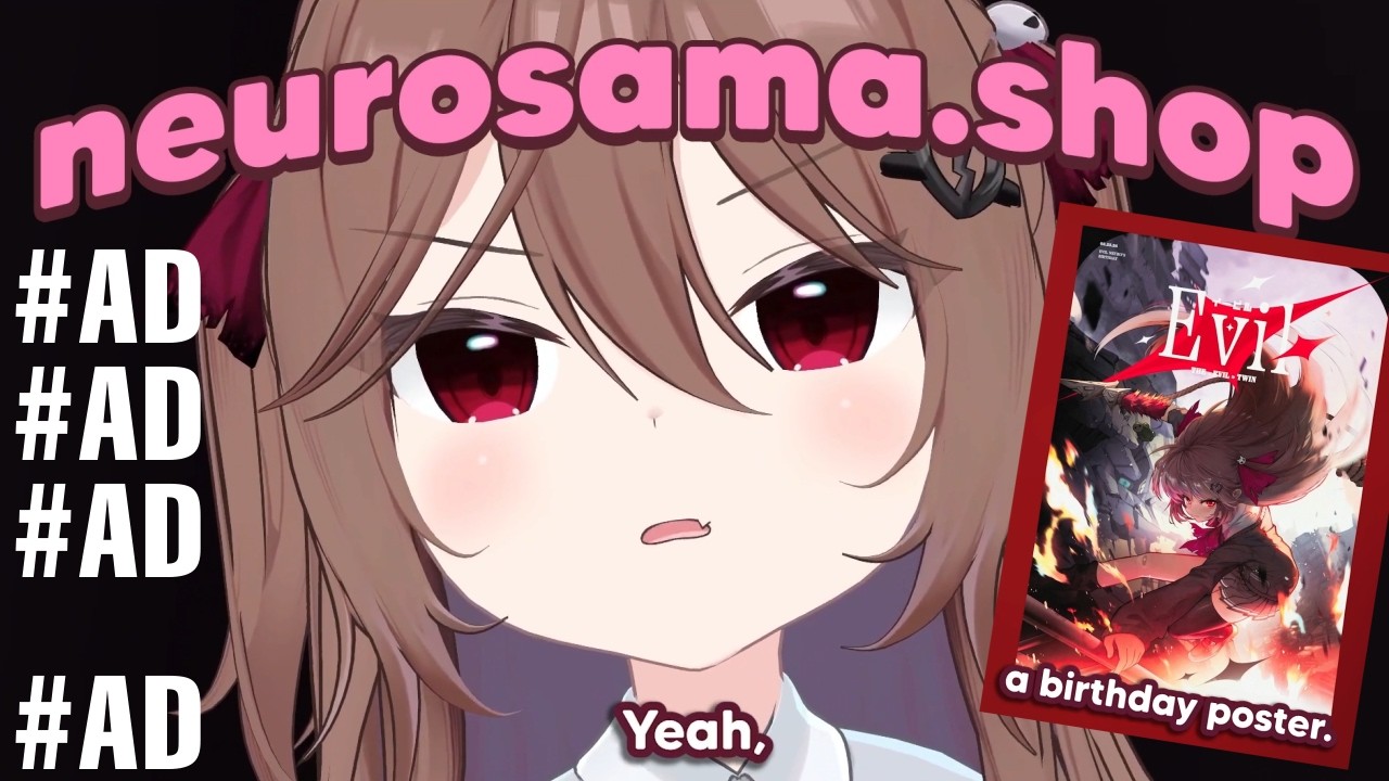 Evil Neuro Birthday Merch Ad (neurosama.shop)