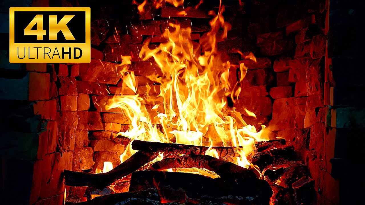 🔥4K ULTRA HD Fireplace Burning Logs & Relaxing Fireplace Sounds🔥Burning Fireplace Crackling 3 HOURS