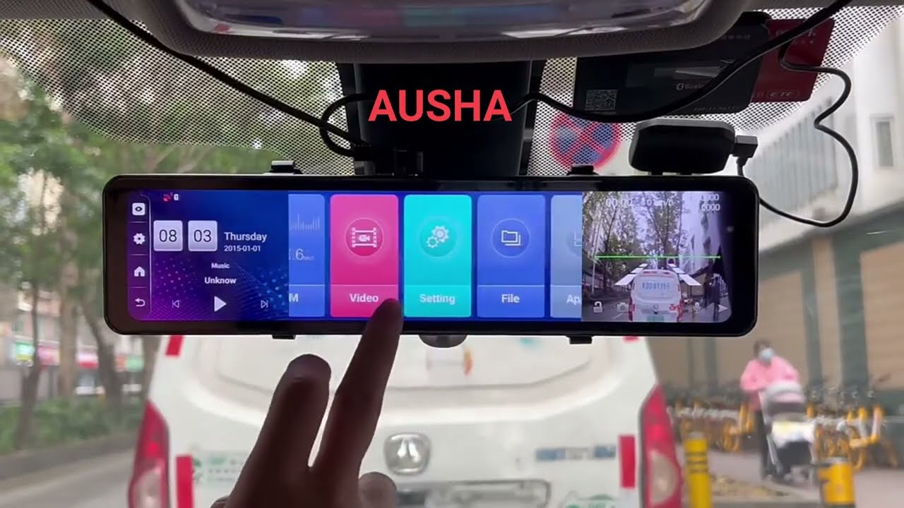 AUSHA&reg; D4 Android Dash Camera 1080P 12 inch Screen with WiFi GPS Navi Bluetooth Music 4G