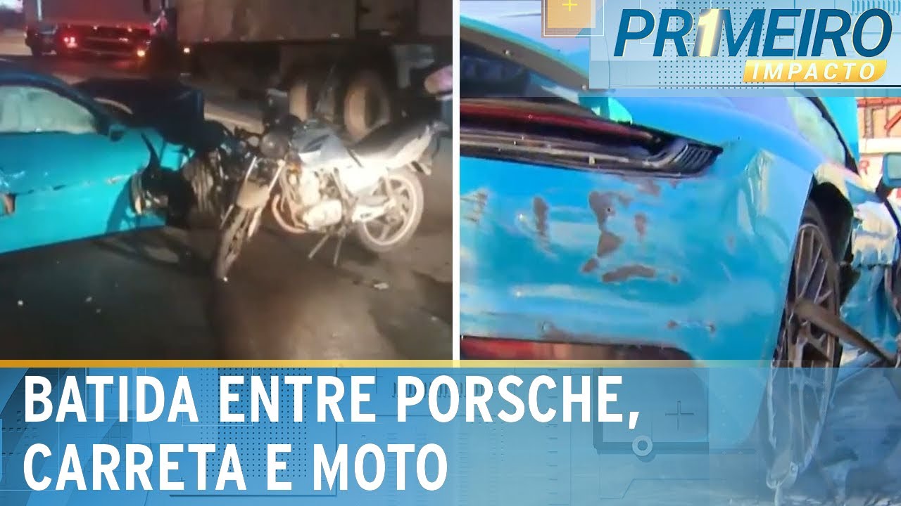 Acidente na Dutra em Guarulhos (SP) envolve Porsche, carreta e moto | Primeiro Impacto (28/11/24)