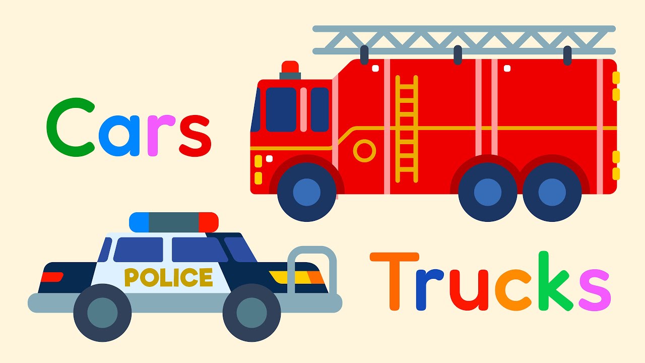Cars & Trucks for Babies 🚗 | Learning Vehicles for Toddlers | Baby Bear Hug Sensory Animation 🚒🚓