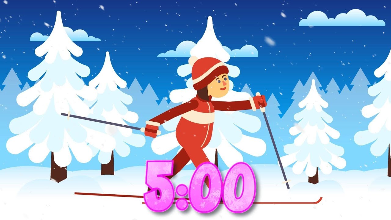 5 Minute Music Timer - How Many Skiers Can You Spot? ❄️⛷️