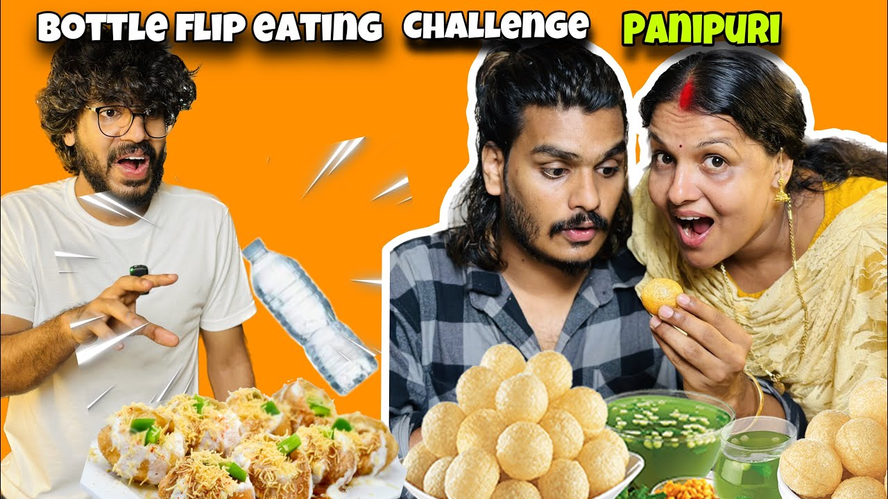BOTTLE FLIP EATING CHALLENGE WITH PANIPURI 🤩