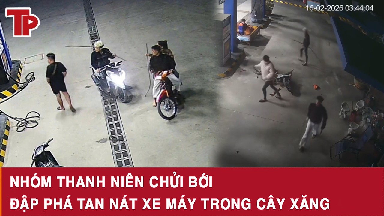 Trưa 18/2: Điều tra clip nhóm thanh niên chửi bới, đập phá tan nát xe máy trong cây xăng ở Phú Thọ