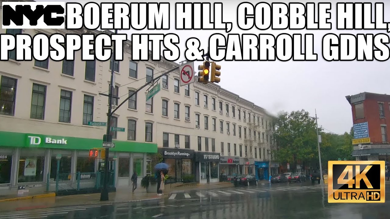 4K Brooklyn drive in the rain: Boerum Hill, Prospect Heights, Cobble Hill & Carroll Gardens