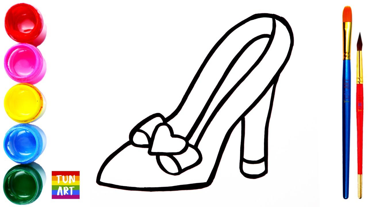 Menggambar dan Mewarnai Sepatu Putri untuk Anak | Dạy Bé Tô Màu | Tô Màu Giày Công Chúa