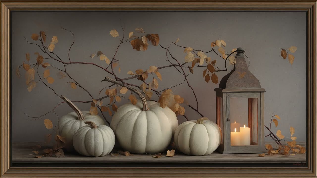 Neutral Fall Pumpkins | Framed TV Art | Ambient Screensaver for TV