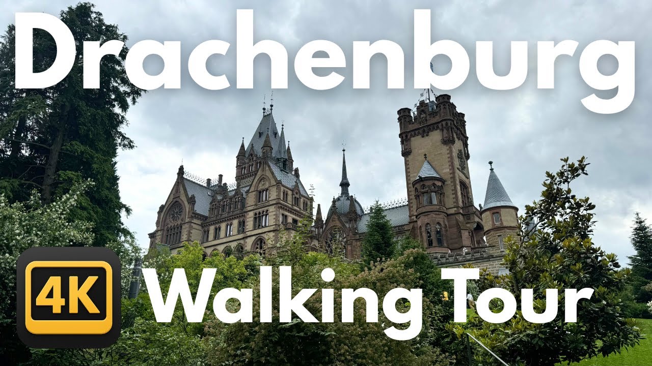 4K Spring Walk in The Castle of Drachenburg, Europe, Germany, Bonn, Königswinter