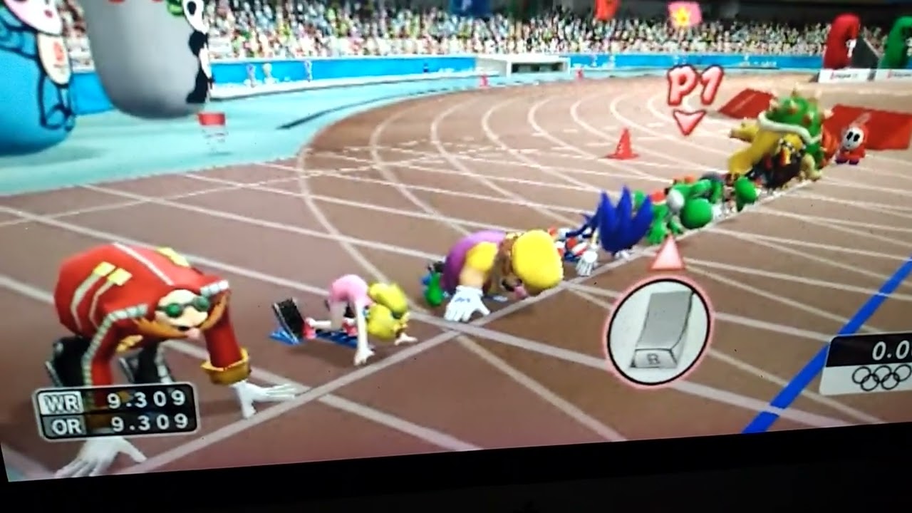 Mario and Sonic at the Olympic games 100m Yoshi 