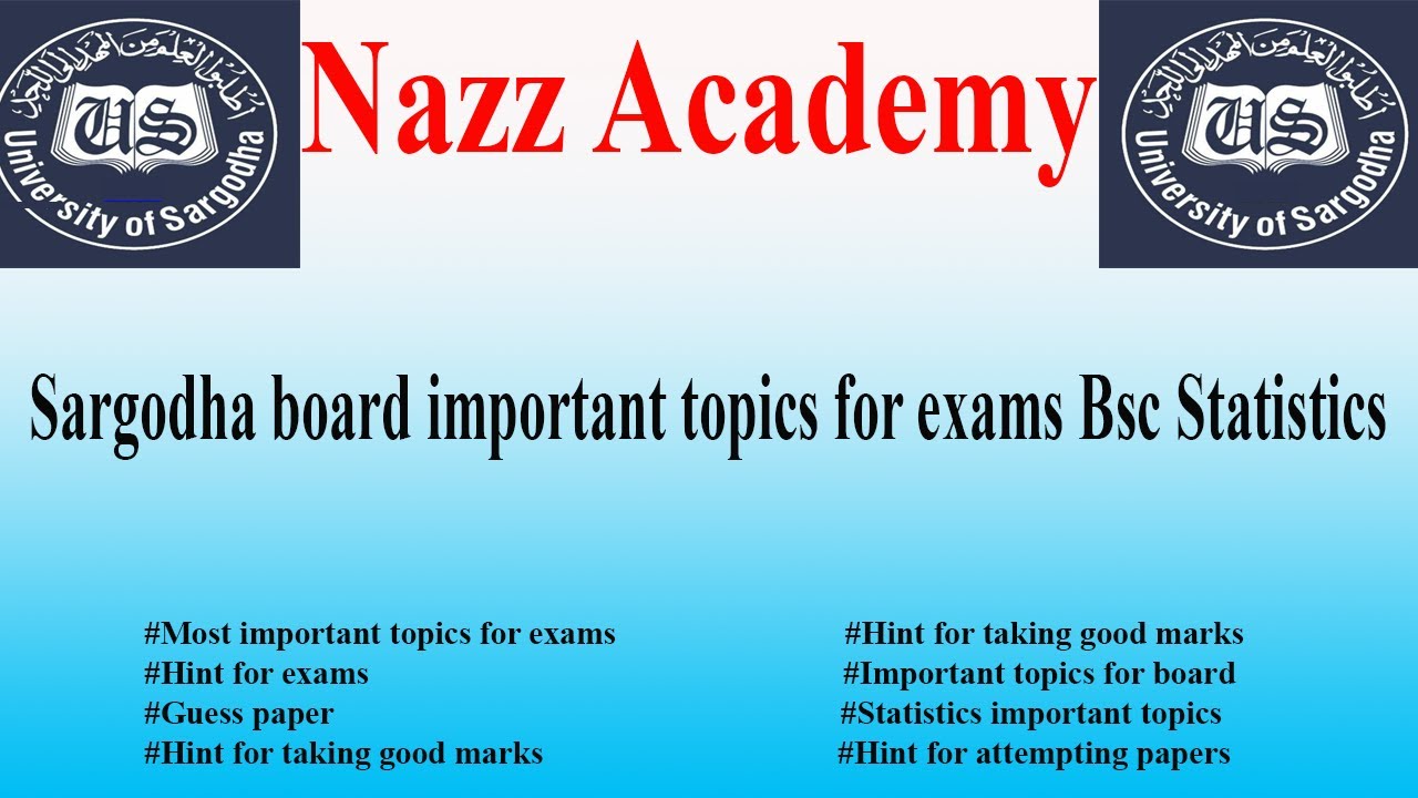Sargodha board important topics for exams Bsc Statistics