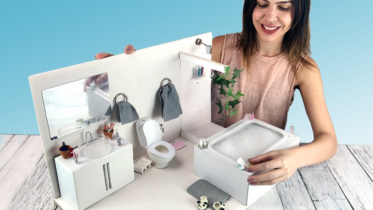 My new Bathroom (remaking) for Barbie Dolls - DIY Miniature - Hacks And Crafts