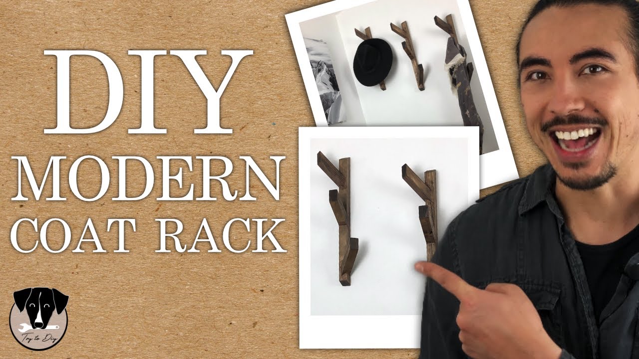 MADE OUT OF SCRAP WOOD, DIY MODERN COAT RACK - Woodworking project