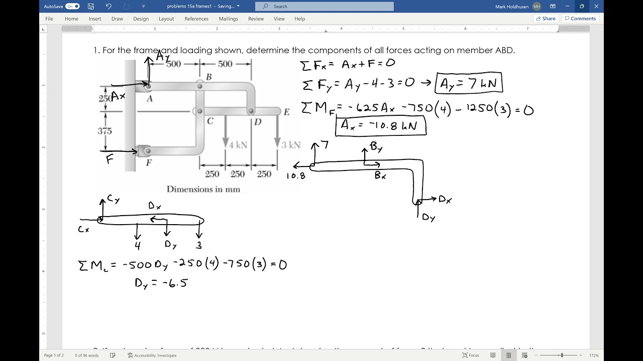 ENGR 220 Frames & Machines Example 1a