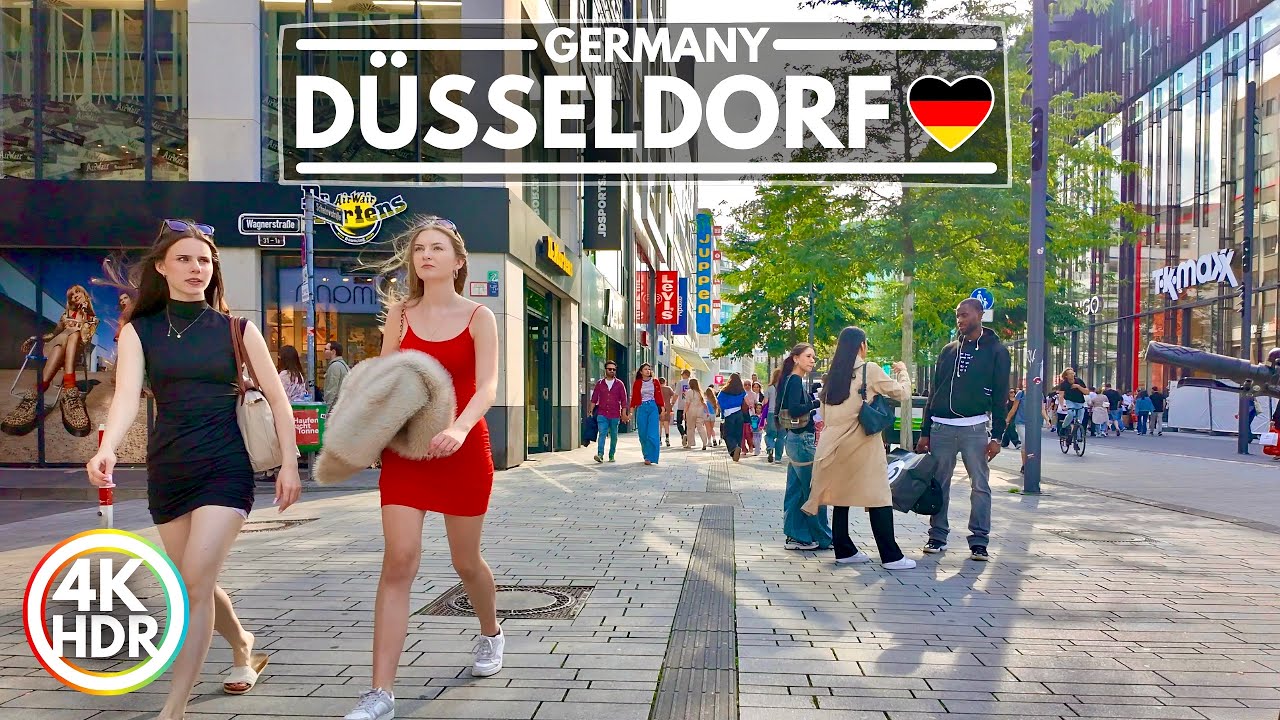 Düsseldorf City in Germany, A Summer Day in July 2025 - 4K HDR Walk 60FPS