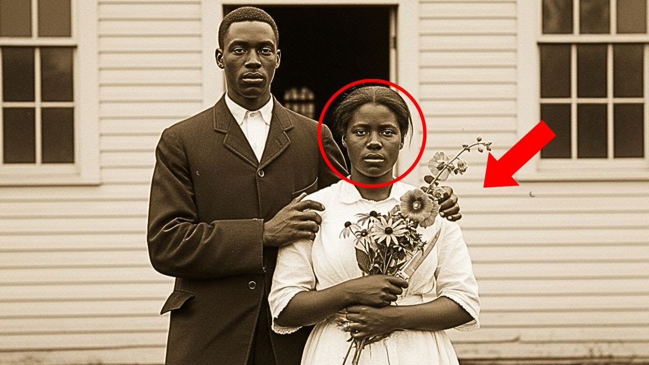 A seemingly perfect 1907 wedding portrait — until you see what the bride is holding so tightly