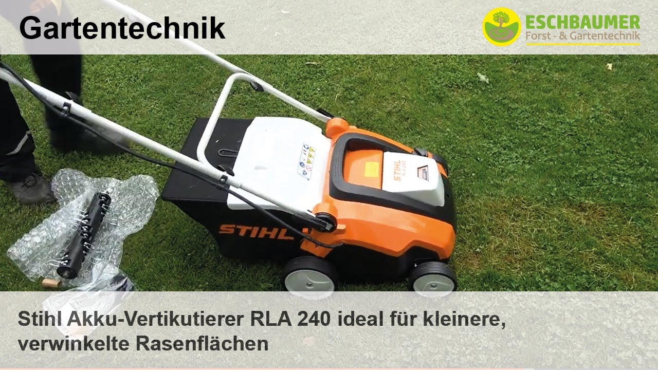 Stihl Akku-Vertikutierer RLA 240  ideal für kleinere, verwinkelte Rasenflächen