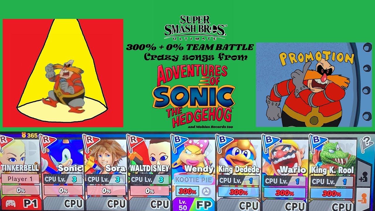 SSBU 300% + 0% Crazy songs (from Adventures of Sonic the Hedgehog and Mobius Records too)