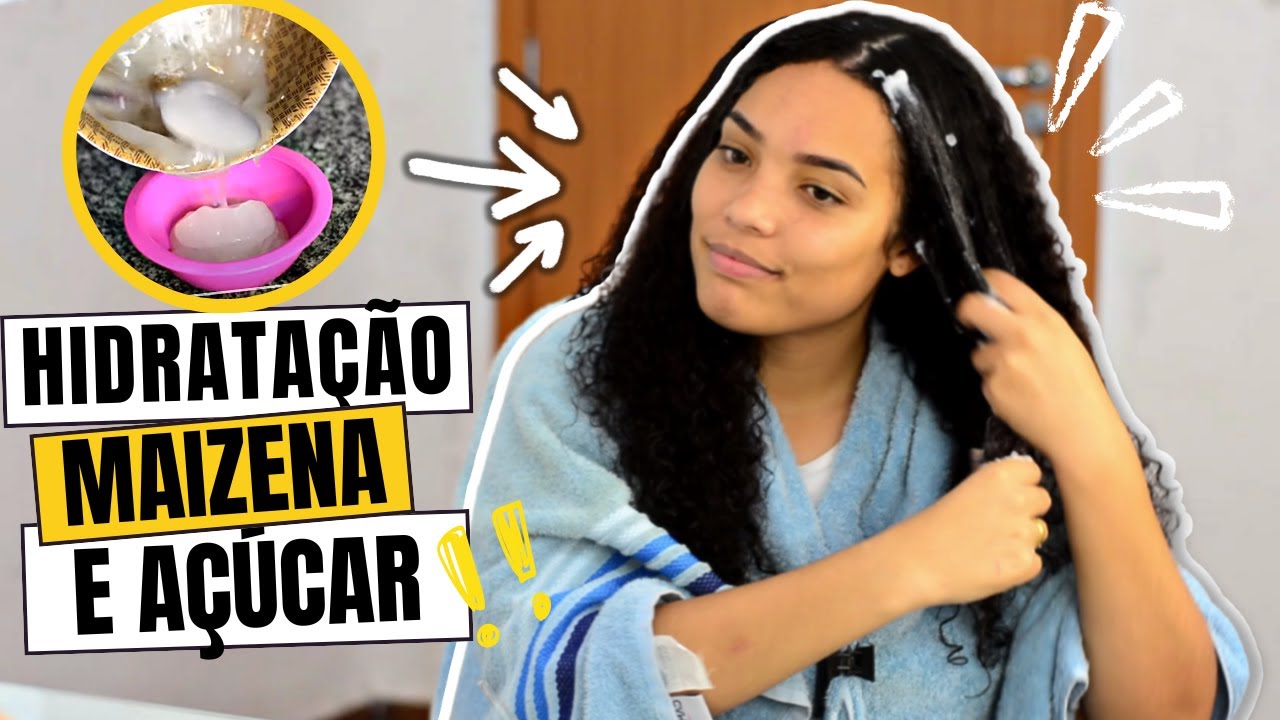 HIDRATAÇÃO DE MAIZENA E AÇÚCAR! MELHORA O CABELO RESSECADO E SEM VIDA | Andreza Siqueira