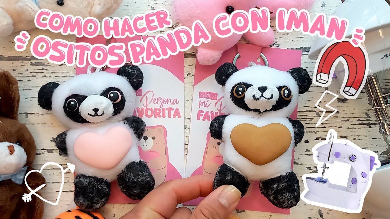👉 Cómo hacer ositos panda de tela con imán 💋 | Llaveros que se dan un beso