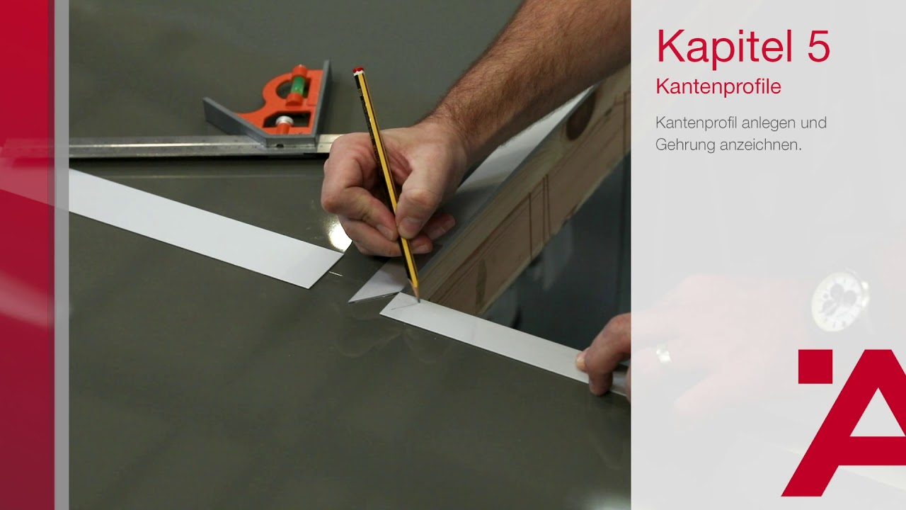 H&auml;fele AluSplash Profil-Montage &ndash; 05 Kantenprofile