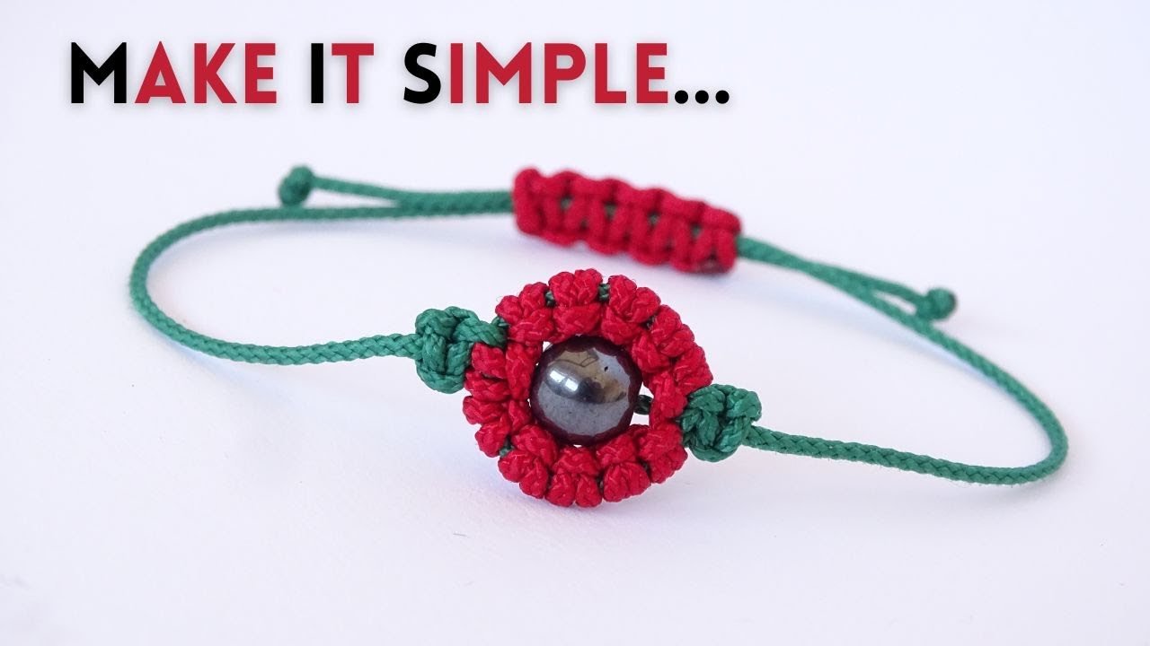 Make Single Flower / Single Core Macrame Friendship Bracelet - Cobra Square Sliding Knot