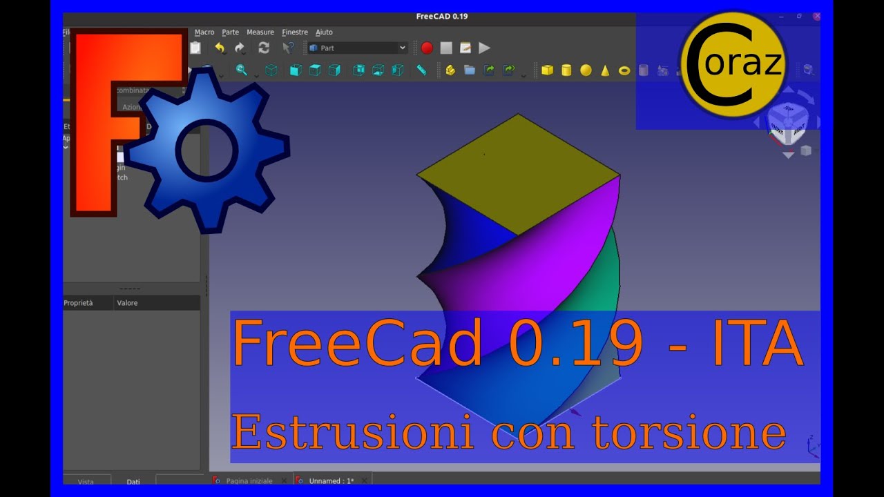 FreeCad 0.18/19 ITA - Tutorial #32 – ESTRUSIONI CON TORSIONE