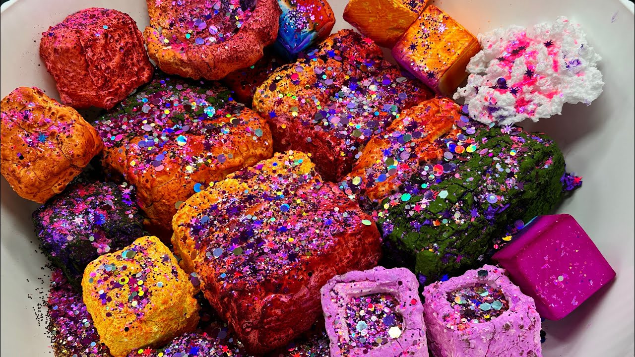 Celebration crush for #TiffanyMadeitto5k 💜🩷🧡💛🔥 multi-dyed pasted gc blocks #asmr #crunchy #fyp