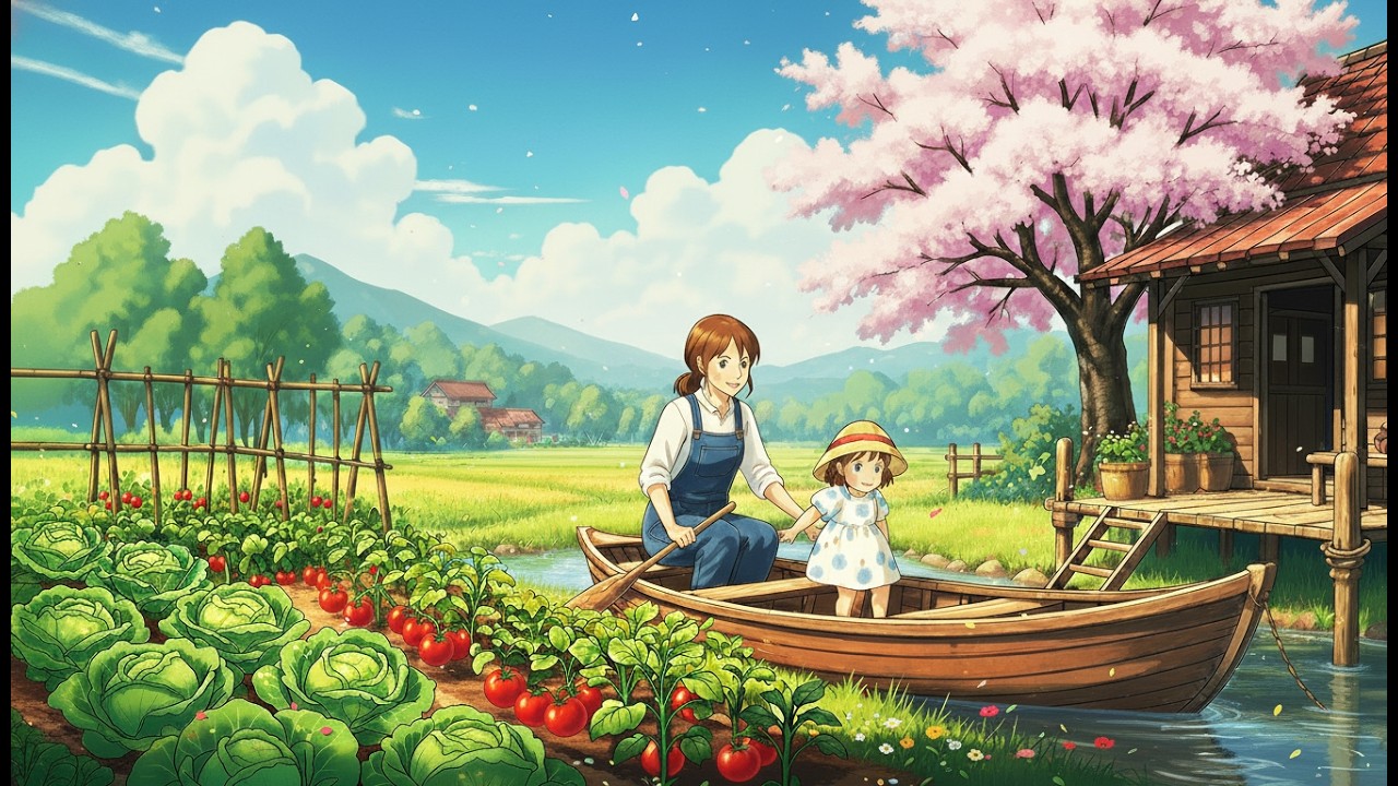 A Peaceful Cabin Afternoon | Cozy Family Life by the River | Ghibli Cozy Moments