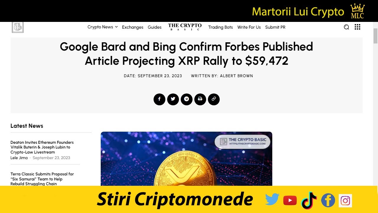 Stiri Crypto: Forbes - XRP Noul Bitcoin si va Ajunge la 59472$, Ripple IPO, ISO 20022, Ethereum