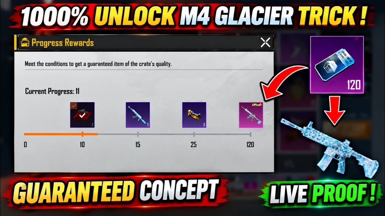 NEW CONCEPT 😱 1000% UNLOCK M416 Glacier | M4 Glacier Crate Opening Trick | Bgmi M4Glacier Free Trick