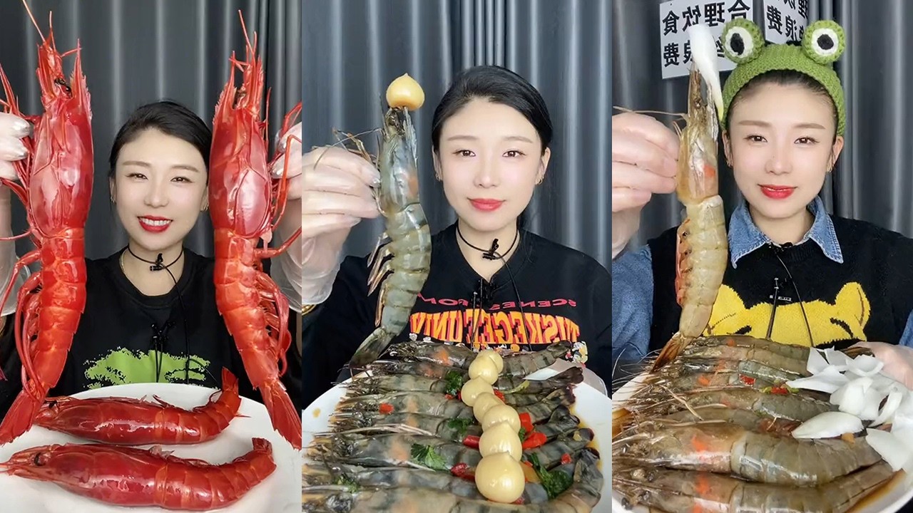 【MUKBANG】Red devil shrimp + black tiger shrimp + oriental shrimp🦐🌶🧄🍋#Seafood#ASMR#yummy