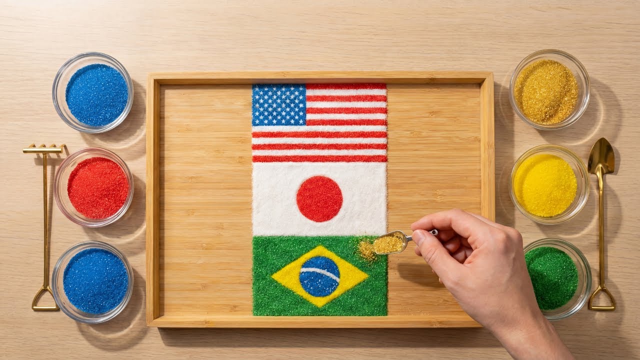 I Made Edible Sand Art Flags from EVERY Country! 🌍 ASMR