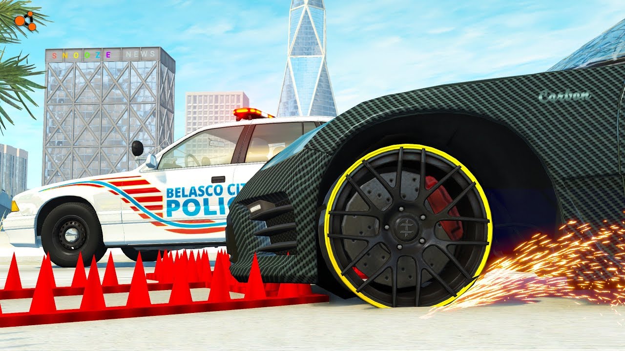 Beamng drive - Police Spike Strip Crashes #3