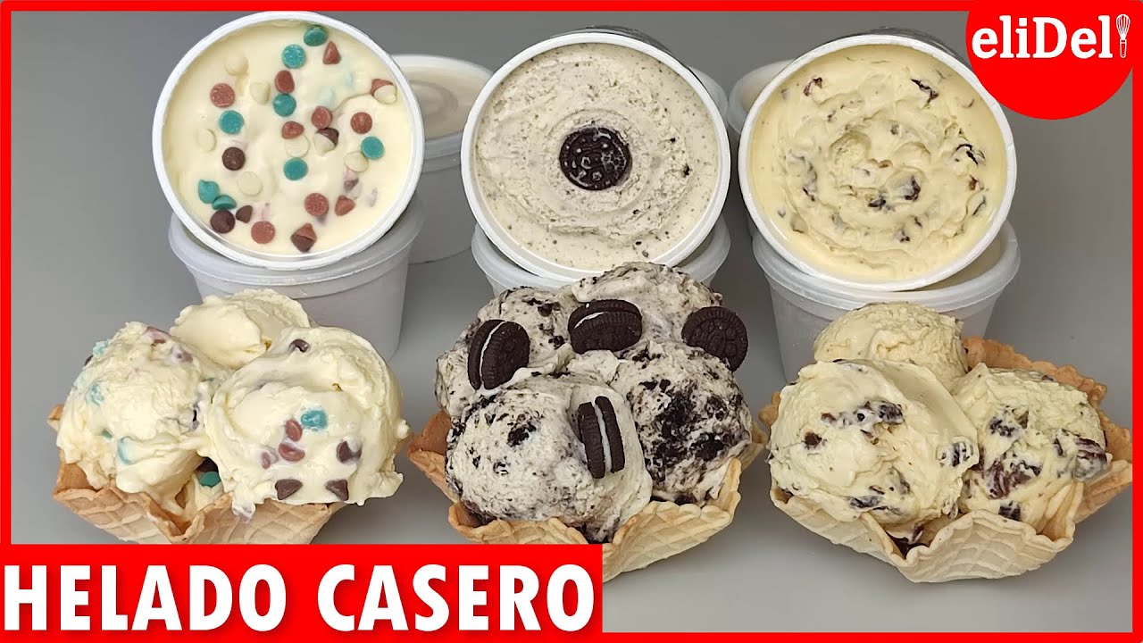 🍨HELADOS caseros 3 SABORES con 4 INGREDIENTES en 5 MINUTOS para VENDER 🍦