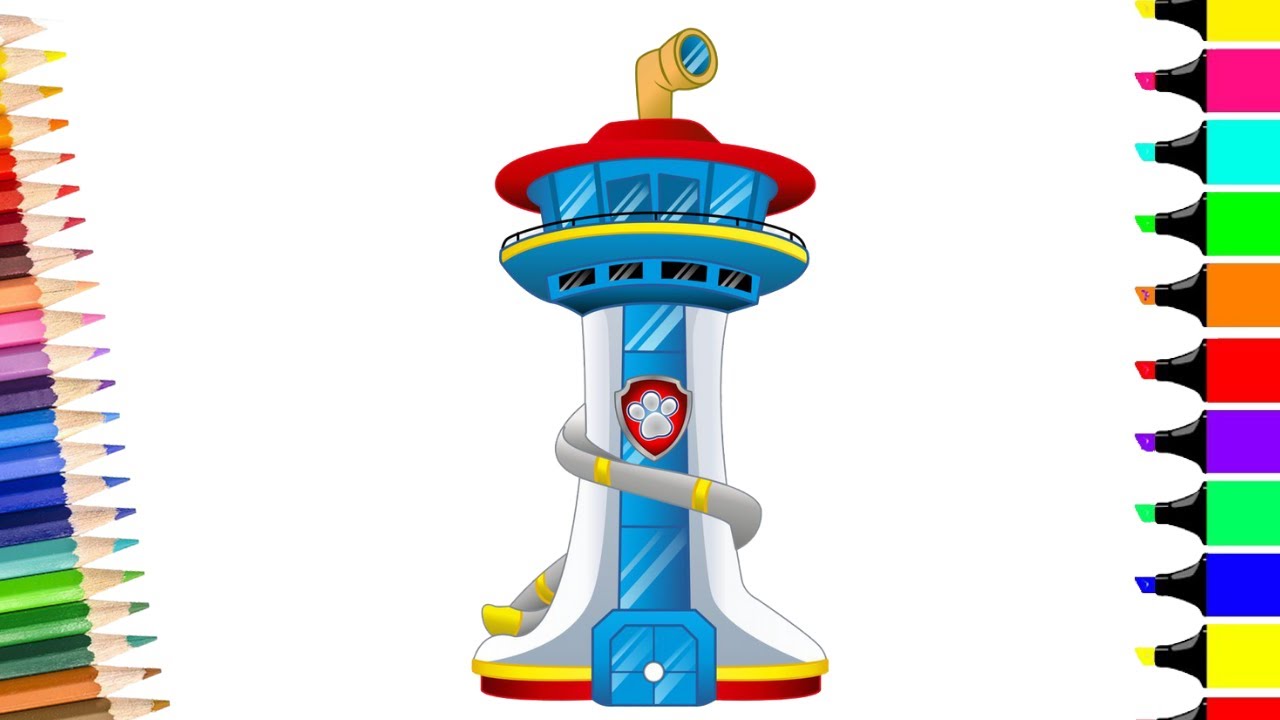 Drawing Paw Patrol Look out tower | Paw patrol drawing easy