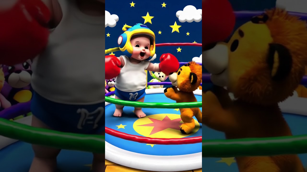 Cute Baby & Little Lion Boxing Stage #baby #lion #cutebaby #boxing #fight #shorts #status #reels