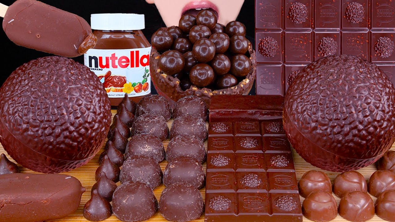 ASMR MALTESERS FERRERO ROCHER MAGNUM CHOCOLATE ICE CREAM NUTELLA TWIX DESSERT MUKBANG먹방EATING SOUNDS
