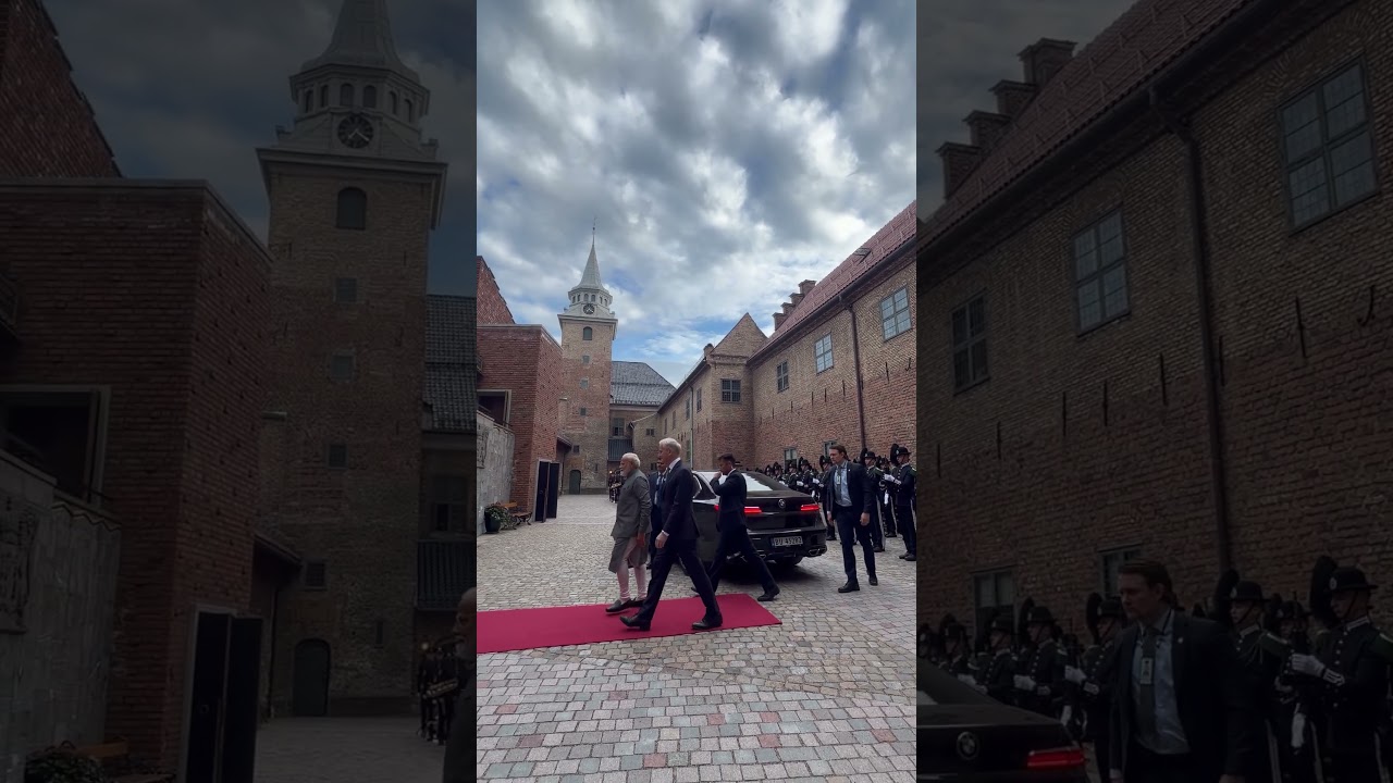 PM Modi visits the Akershus Castle in Oslo with PM Jonas Gahr St&oslash;re
